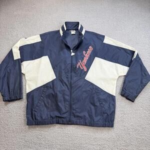 Vintage 90s New York Yankees Windbreaker Jacket Navy MLB Full Zip XL Apex One